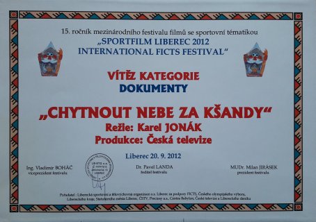 Vítěz v kategorii dokumenty za snímek "Chytnout nebe za kšandy" na Sportlife Liberec 2012