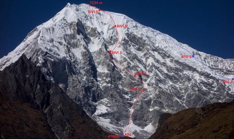 Prvovýstup východní stěnou Langtang Lirung 7227 m, Nepal. Vylezeno!